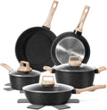 SODAY 12 Pcs Pots and Pans Set Non Stick, Cookware Sets Black Granite Induction Cookware, Non-toxic Healthy Nonstick Kitchen Cooking Set with Frying Pans Set, Saucepans (PFAS/ PFOA/ PFOS Free)