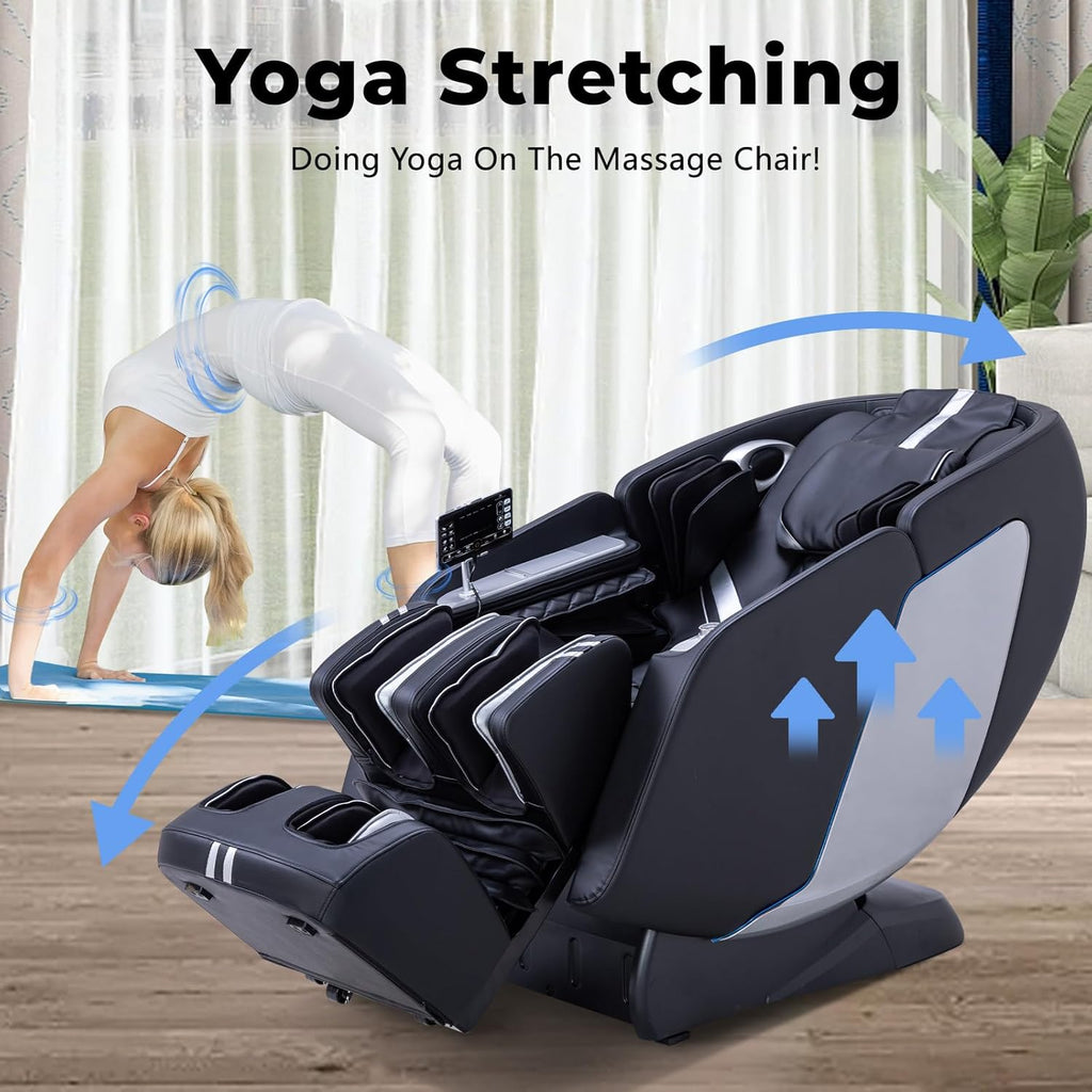 MassaMAX 4D Full Body Massage Chair for Daily Comfort Upgrade-Yoga Stretch, AI Voice Control, 55" SL Track, Zero Gravity, Extendable Footrest, 15 Modes, Foot Rollers, Waist & Calves Heating with Cover