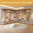 H5 Extra Large Heavy Duty Clothes Rack, Wire Garment Rack, Freestanding Clothing Rack for Hanging Clothes, Wardrobe Closet with Adjustable Shelf, 93.3" Wx15.7 Dx75.4 H, White, Load 1400 lbs