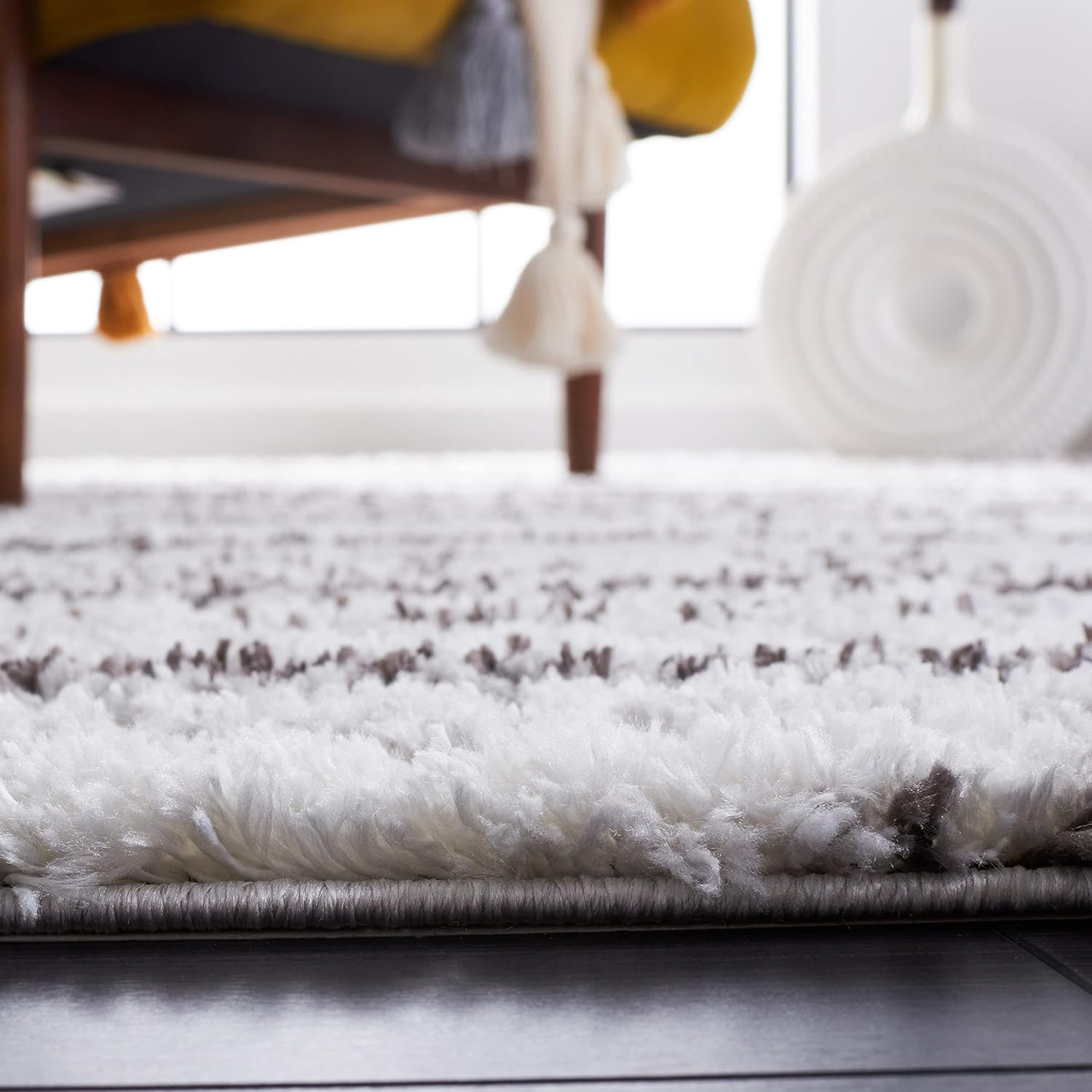 SAFAVIEH Berber Shag Collection Area Rug - 9' x 12', Grey & Dark Grey, Stripe Design, Non-Shedding & Easy Care, 1.25-inch Thick Ideal for High Traffic Areas in Living Room, Bedroom (BER565F)