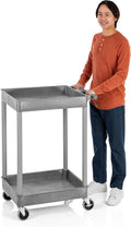 Stand Steady Tubstr Compact 2 Shelf Utility Cart | Made in USA | Space-Saving Tub Cart Holds Up to 300 lbs | Storage & Rolling Tool Cart for School, Office, Garage & Warehouse (24 x 18in / Gray)