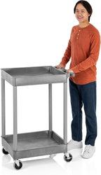 Stand Steady Tubstr Compact 2 Shelf Utility Cart | Made in USA | Space-Saving Tub Cart Holds Up to 300 lbs | Storage & Rolling Tool Cart for School, Office, Garage & Warehouse (24 x 18in / Gray)