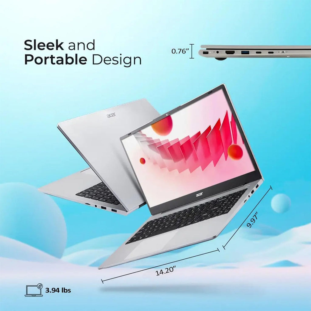 acer Aspire 3 Premium Slim Laptop Computer with Backlit Keyboard - AMD Ryzen 5 7430U CPU - 8GB RAM - 256GB SSD - 15.6" FHD Display - Fast Wi-Fi 6 - Windows 11 Pro - w/o Mouse