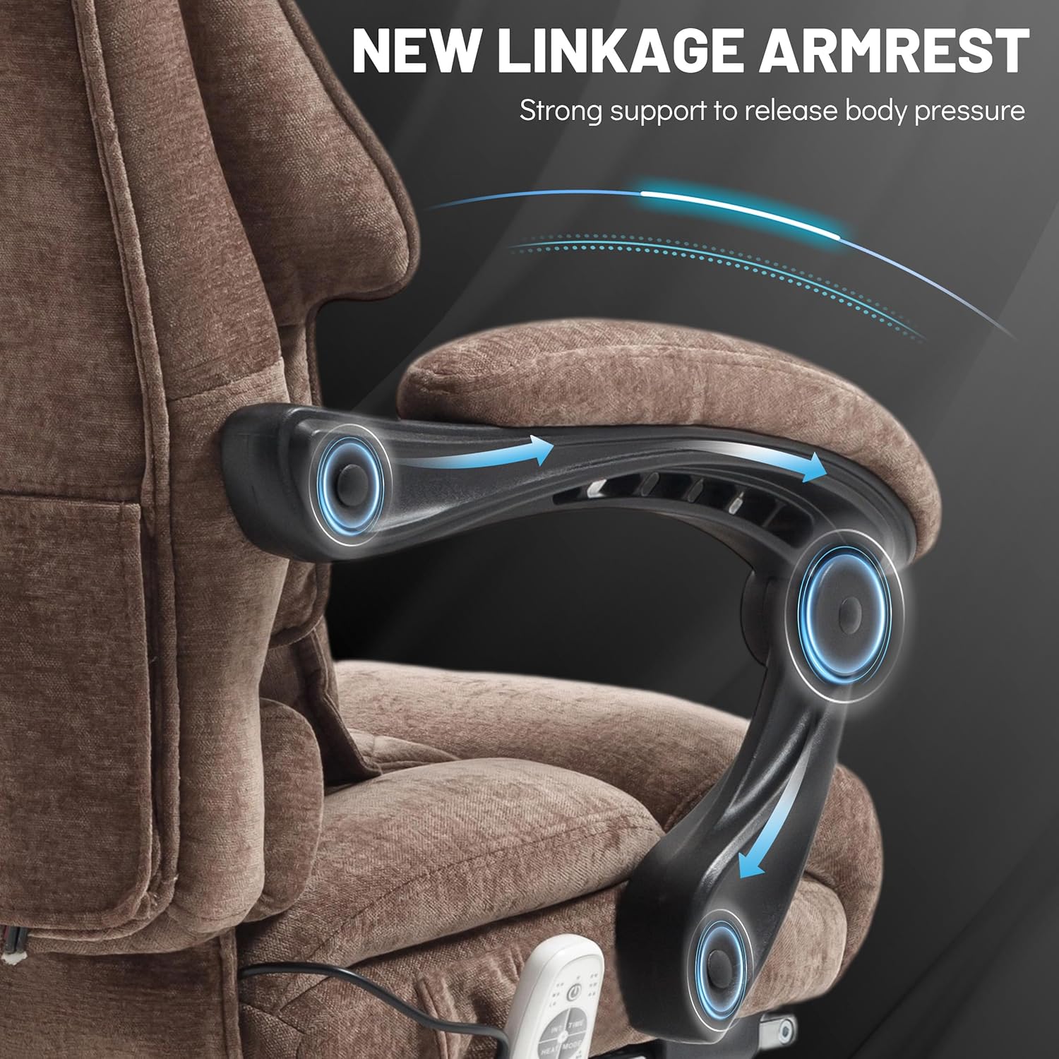 Massage Office Chair with Foot Rest,6 Points Vibration & Heat Executive Office Chairs for Heavy People,500LBS Big and Tall Office Chair,Ergonomic Reclining Desk Chair,Dual-Use Pillow,Brown