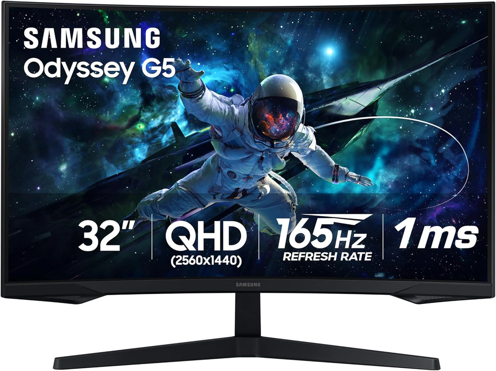 SAMSUNG 32" Odyssey G55C Series QHD 1000R Curved Gaming Monitor  1ms(MPRT)  HDR10  165Hz  AMD Radeon FreeSync  Eye Care  Glare Free  Sharp Resolution LS32CG550ENXZA