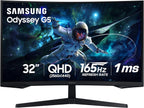 SAMSUNG 32" Odyssey G55C Series QHD 1000R Curved Gaming Monitor  1ms(MPRT)  HDR10  165Hz  AMD Radeon FreeSync  Eye Care  Glare Free  Sharp Resolution LS32CG550ENXZA