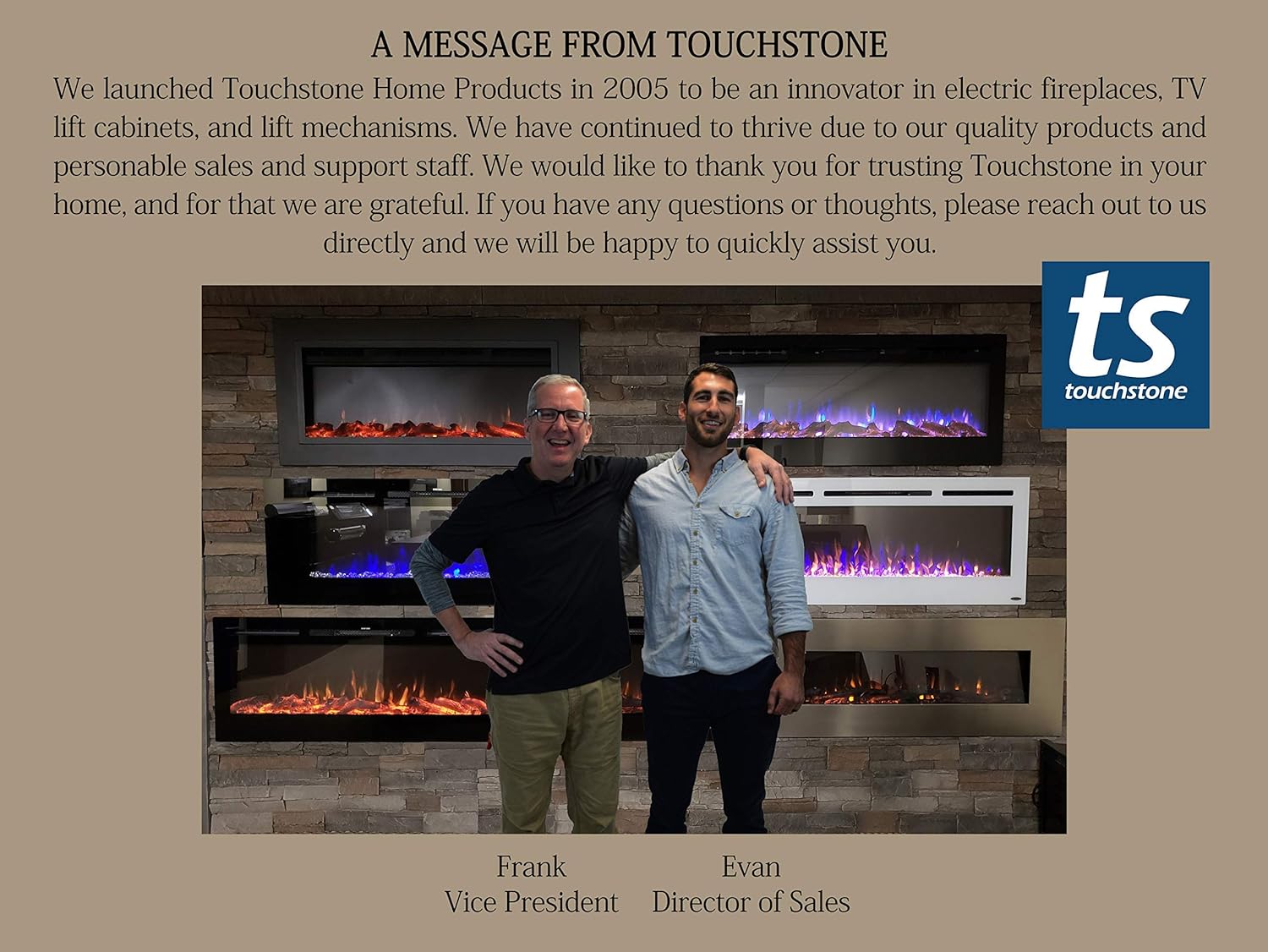 Touchstone Smart Electric Fireplace-The Sideline 50" Wide-in Wall Recessed - 30 Realistic Ember Color/Flame Options - 1,500W Heater w/Thermostat - Log & Crystal Hearth Options - Alexa/WiFi Enabled