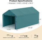 GOJOOASIS Car Port Canopy Tent Carport 10'x20' Car Tent Portable Garage, Tents for Car Waterproof & UV Protected for Wedding, Garden Shelter, Storage Shed (Green)
