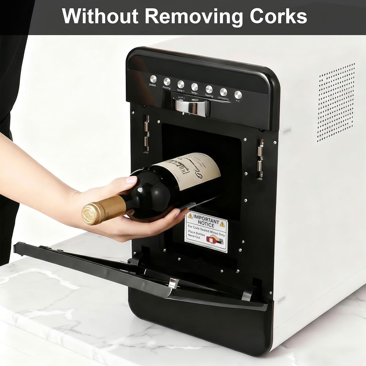 Wine Preservation System – Wine Saver & Dispenser with Adjustable Temperature Control, Preserves Wine Freshness & Flavor, for Home, Office & Hotel, Without Removing Corks (White)