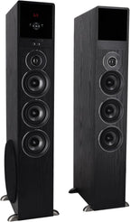Rockville TM150B Powered Home Theater Tower Speaker System  Black  1000W  10" Subwoofers  Bluetooth  USB/SD Playback  FM Radio  Remote Control  Karaoke Ready  Perfect for Home Entertainment