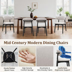 Farmhouse Dining Chairs Set of 4,Mid Century Modern Fabric Upholstered Kitchen Chairs,Wooden Dining Room Chair with Curved Back Black Leg for Kitchen Dining Room Restaurant Cafe,Linen Gray,Only Chairs