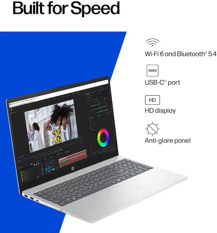 HP 15.6" Laptop with Microsoft Office 365 Included  Intel 4-Core Processor  16GB RAM 128GB SSD  Windows 11  PLUSERA Earphones  Natural Silver
