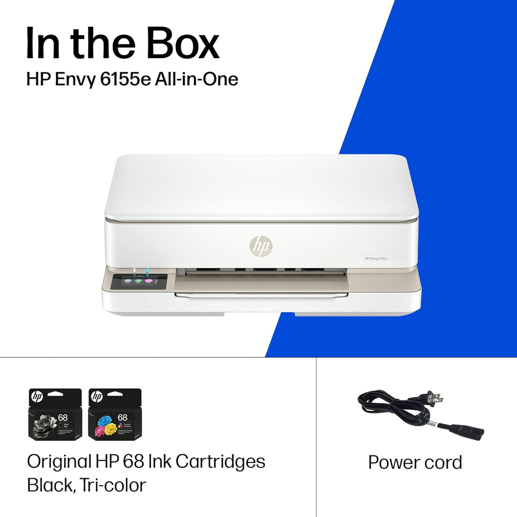 HP Envy 6155e Wireless All-in-One Color Inkjet Printer, Portobello, Print, scan, copy, Duplex printing Best-for-home, 3 month Instant Ink trial included, AI-enabled (714L5A)
