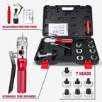 Hydraulic Tube Expander, HVAC Copper Swaging Tool Kit for 3/8 to 1-1/8 Inch OD, 7 Pipe Expander Heads, Pipe Cutter, Deburring Tool for Soft Copper and Aluminum Pipes