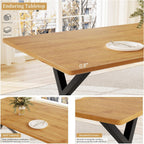 5-Piece Dining Table Set for 4-6 People, 63" MDF Kitchen Table with 4 Upholstered Chairs, Metal Legs for Dining Room, Kitchen(Oak Table+4 Brown Chairs)