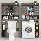 Vabches Over The Toilet Storage Cabinet, Farmhouse Storage Cabinet Over Toilet with Sliding Door& Toilet Paper Holder Stand，Home Space-Saving Toilet Rack, for Bathroom, Laundry and Restroom