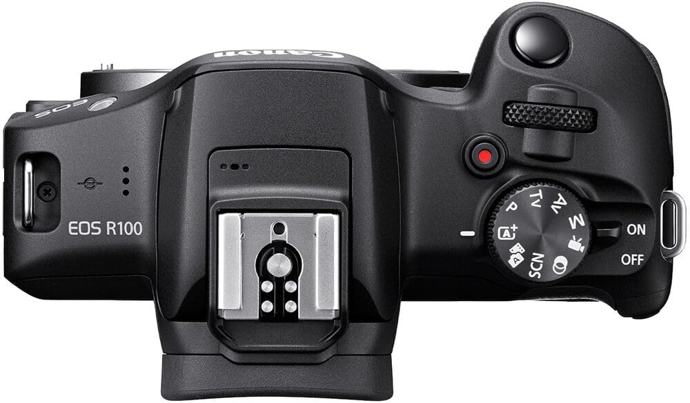 Canon EOS R100 Mirrorless Camera with RF-S 18-45mm f/4.5-6.3 is STM Lens | 24.1MP APS-C CMOS Sensor  Dual Pixel AF  Full HD Video | Compact RF Mount Camera for Beginners with Bag and 64GB Card