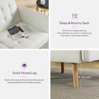 TYBOATLE Modern White Faux Leather Upholstered Convertible USB Folding Futon Sofa Bed, 65" Couch, Love Seats Furniture for Small Space Configuration, Apartment, Dorm, Living Room, Office