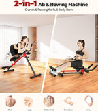 Yoleo 2 in 1 Ab & Rowing Machines for Home, Foldable Ab Workout Equipment, Ab Trainer Machine for Stomach Workout, Ab Crunch Machine with Foam Support,7-Length Adjustable Ab Machine for Home Exercise