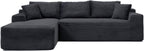 108 Inch Cloud Sectional Couch,Modern Modular Sectional Sofa with Deep Seat,Corduroy Boneless Couches with L-Shape Chaise for Living Room,No Assembly Required (Black, Left Facing Chaise)