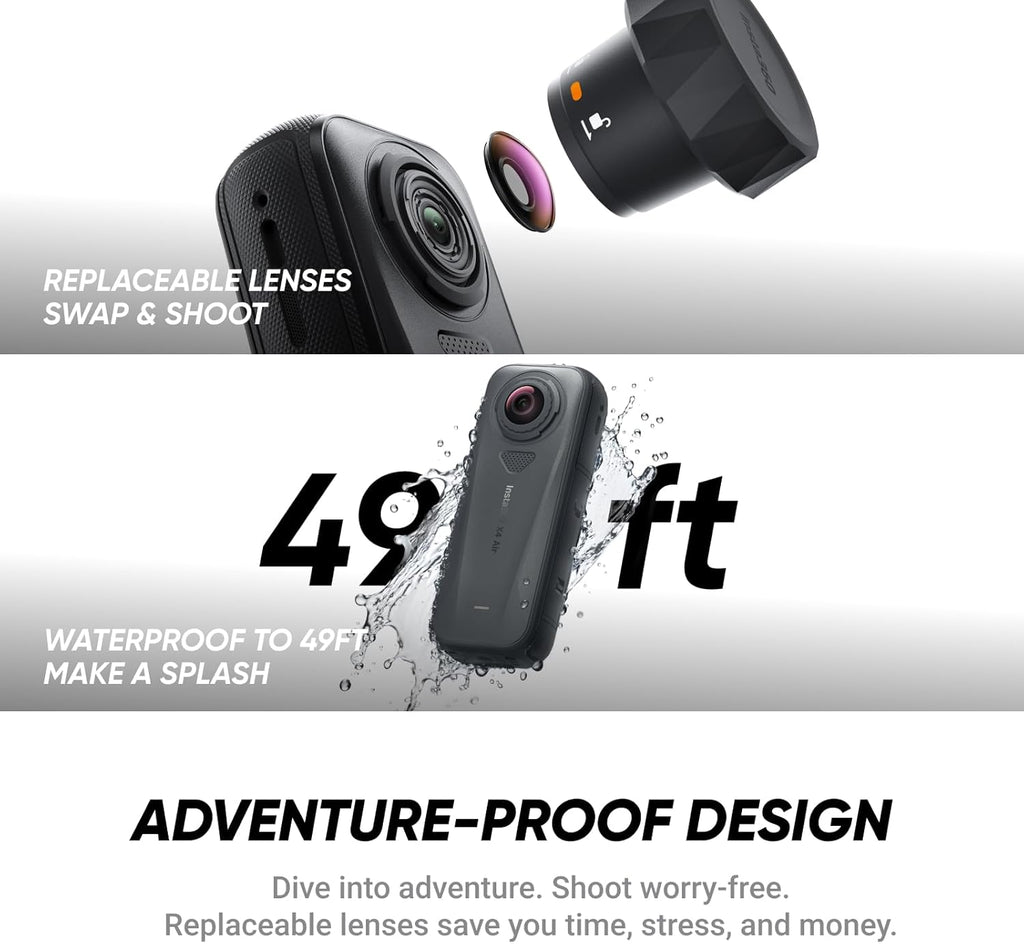 Insta360 X4 Air Motorcycle Ultimate Multiview Bundle - Lightweight 165g 8K 360 Camera  Invisible Selfie Stick  Replaceable Lenses  Shoot First & Frame Later  Built-in Wind Guard  Stabilization