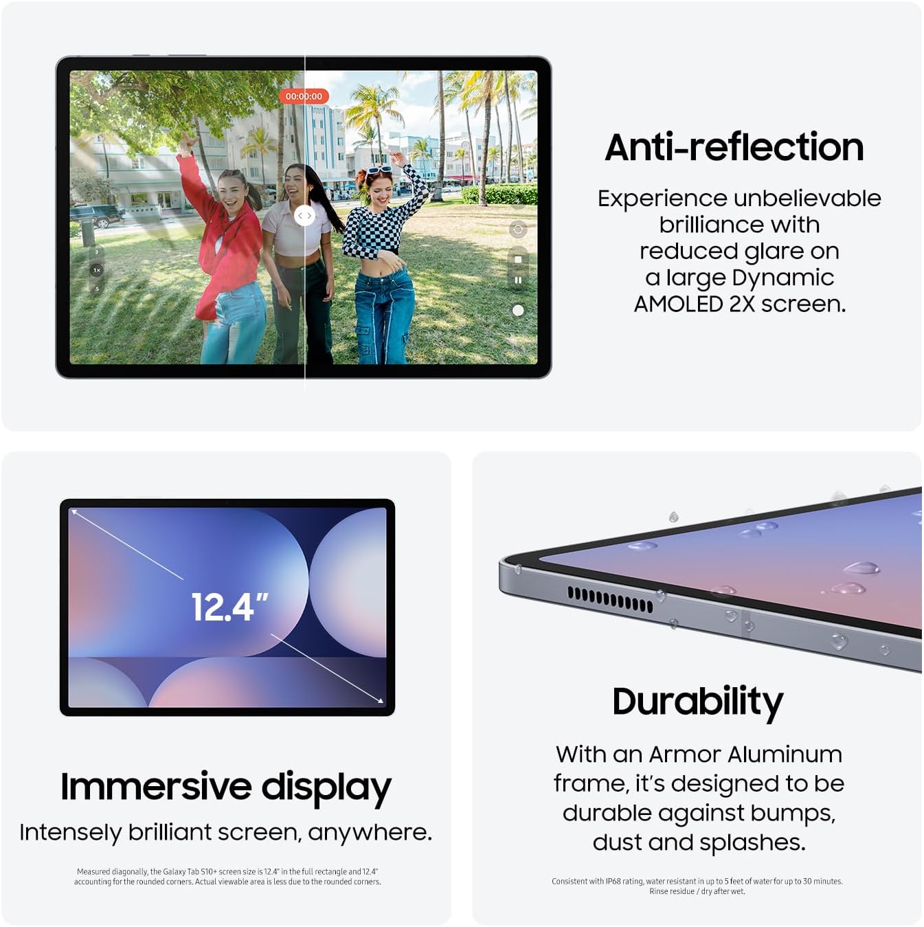 Samsung Galaxy Tab S10+ Plus 12.4” 256GB Android Tablet  Galaxy AI Tools  Circle to Search  AMOLED 2X Display  Long Battery Life  Durable Design  S Pen for Note-Taking  US Version  Moonstone Gray