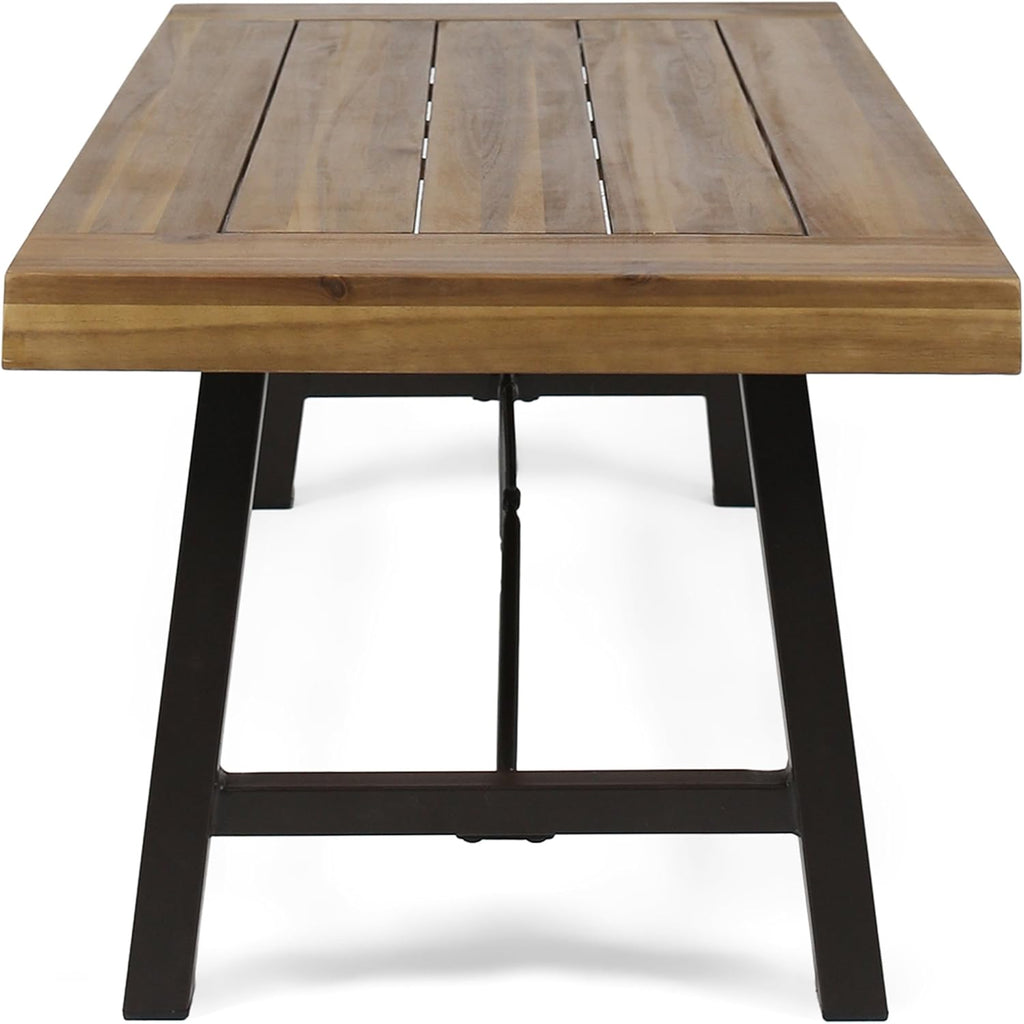 Christopher Knight Home Catriona Outdoor Acacia Wood Coffee Table, Teak Finish / Rustic Metal Brown and Black