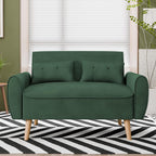 Vongrasig 47" Small Modern Loveseat Sofa, Mid Century Linen Fabric 2-Seat Sofa Couch Tufted Love Seat with Back Cushions and Tapered Legs for Living Room, Bedroom and Small Space (Green)