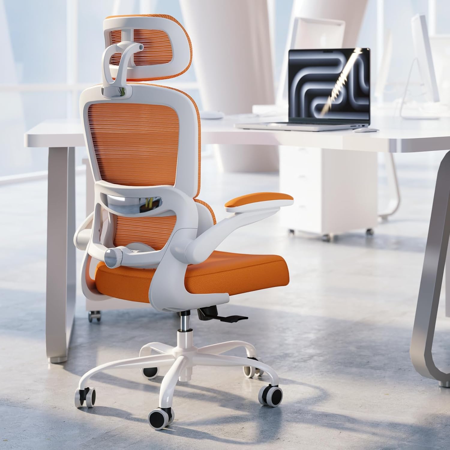 TRALT Office Chair Ergonomic Desk Chair, 330 LBS Home Mesh Office Desk Chairs with Wheels, Comfortable Gaming Chair, High Back Office Chair for Long Hours (Burnt Orange)