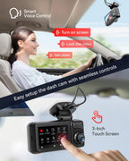 REDTIGER F17 Elite 4K Dash Cam 3 Channel  STARVIS 2 IMX678 & IMX675  128GB Card  Full Night Color  4K+2.5K+1080P Front and Rear Inside  Voice Control  5GHz WiFi-30MB/s Download  GPS  HDR  Parking Mode