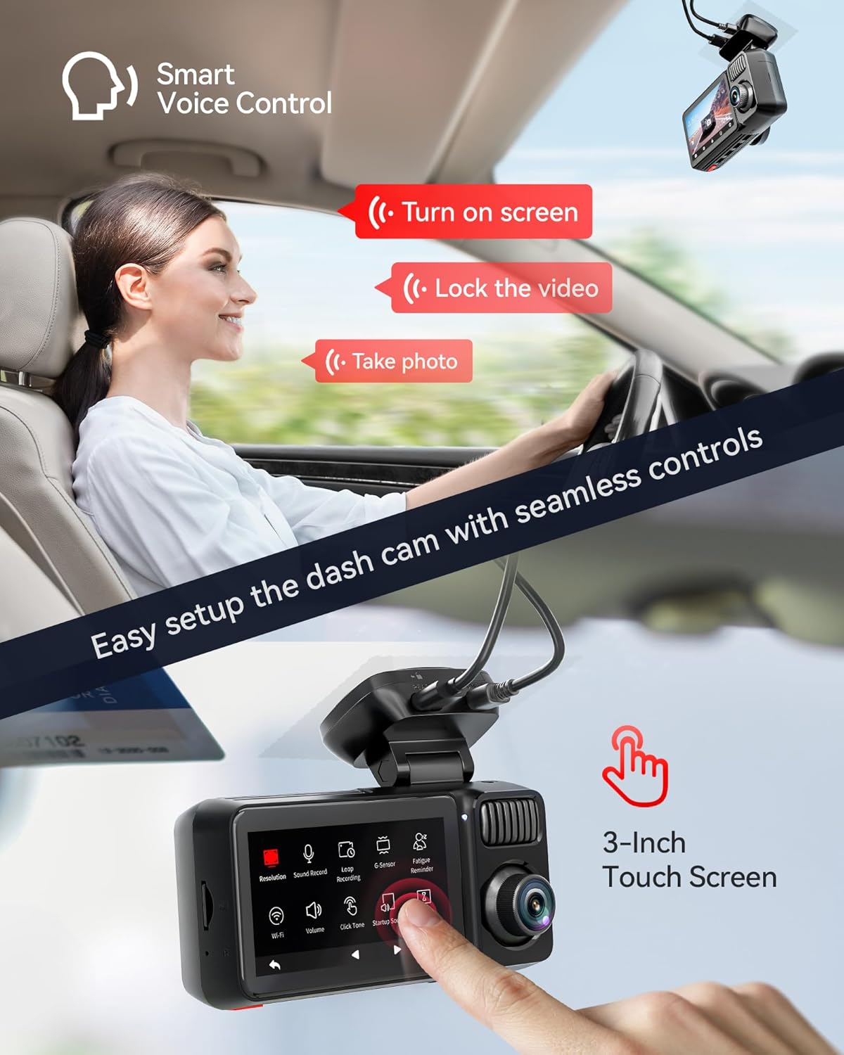 REDTIGER F17 Elite 4K Dash Cam 3 Channel  STARVIS 2 IMX678 & IMX675  128GB Card  Full Night Color  4K+2.5K+1080P Front and Rear Inside  Voice Control  5GHz WiFi-30MB/s Download  GPS  HDR  Parking Mode