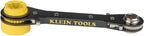 Klein Tools KT155T 6-In-1 Lineman's Ratcheting Wrench with Bolt Through Design and Bright Yellow Socket