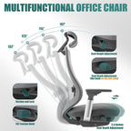 COLAMY Ergonomic Mesh Office Chair, High Back Office Chair, Computer Executive Desk Chair with Lumbar Support,Adjustable Headrest and 4D Arms, Slide Seat, Tilt Lock-Darkgrey New