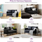 TYBOATLE Faux Leather Modern Small Couches for Small Spaces, Comfy Upholstered Love Seat for Bedroom, 2 Seater Mini Couch for Apartment, Dorm, Office, Black