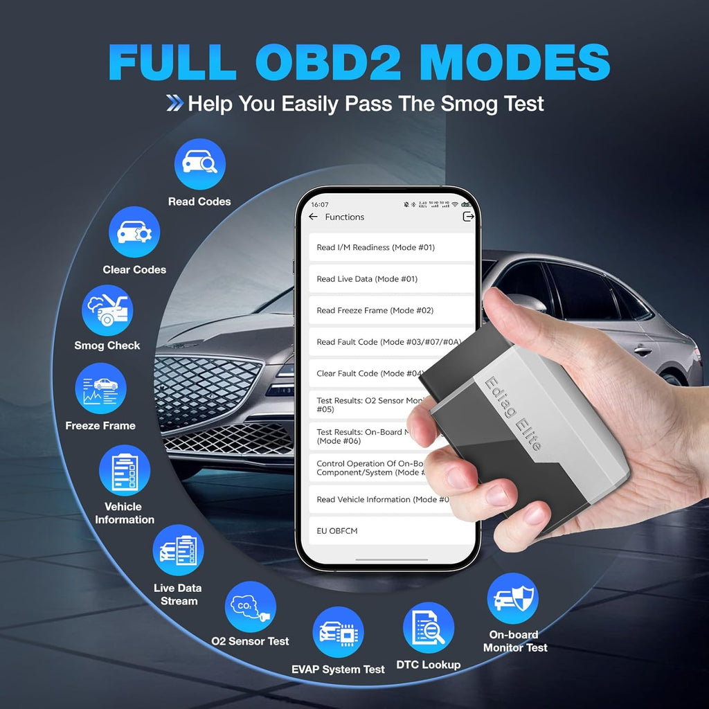 Ediag Elite KINGBOLEN Bluetooth OBD2 Scanner, Lifetime NO Cost Update Bidirectional Scan Tool for iOS & Android, Wireless Full System Car Diagnostic Scanner, 15+ Reset Service, CANFD, FCA AutoAuth