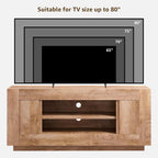OKD Modern 70" TV Stand, Entertainment Center for TVs Up to 80", Media Console with Large Open Storage & Side Cabinets, Thick Wood Design for Living Room, Light Knotty Oak