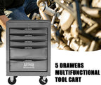 5 Drawer Rolling Tool Cart on Wheels, Multifunctional Mobile Metal Tool Chest, Drawers Rolling Trolley Organizer Tool Box for Repair Shop,Warehouse,Garage,Workshop (5 Drawers-30.5"H-Silver)
