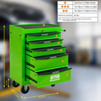 Iron-Top Rolling Tool Chest with Lockable Wheels and Side Handles, 7-Drawer Tool Storage Cabinet with Ball Bearing for Garage, Repair Shop, Required Assembly, Large Storage Capacity (Iron, 5-Green)