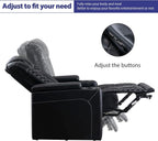 CANMOV Electric Power Recliner Chairs with USB Ports and Cup Holders, Breathable Faux Leather Home Theater Seating Recliner with Hidden Arm Storage, Ambient Lighting, Black