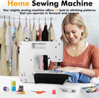 12 Stitches Mini Electric Sewing Machine with Sewing Table and 113 Pcs Sewing Kit Portable Sewing Machine with Dual Speed for Beginners