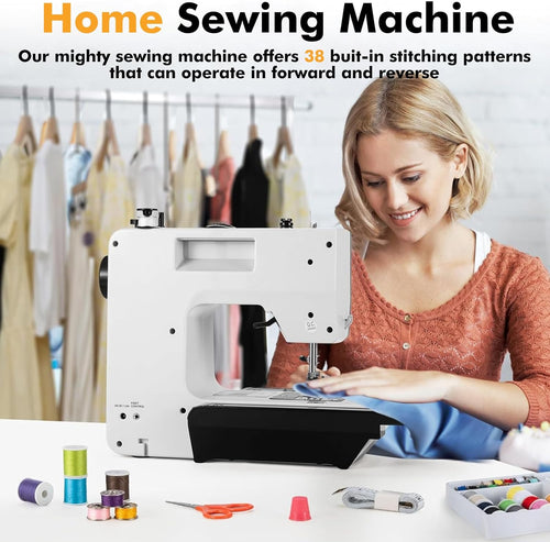12 Stitches Mini Electric Sewing Machine with Sewing Table and 113 Pcs Sewing Kit Portable Sewing Machine with Dual Speed for Beginners