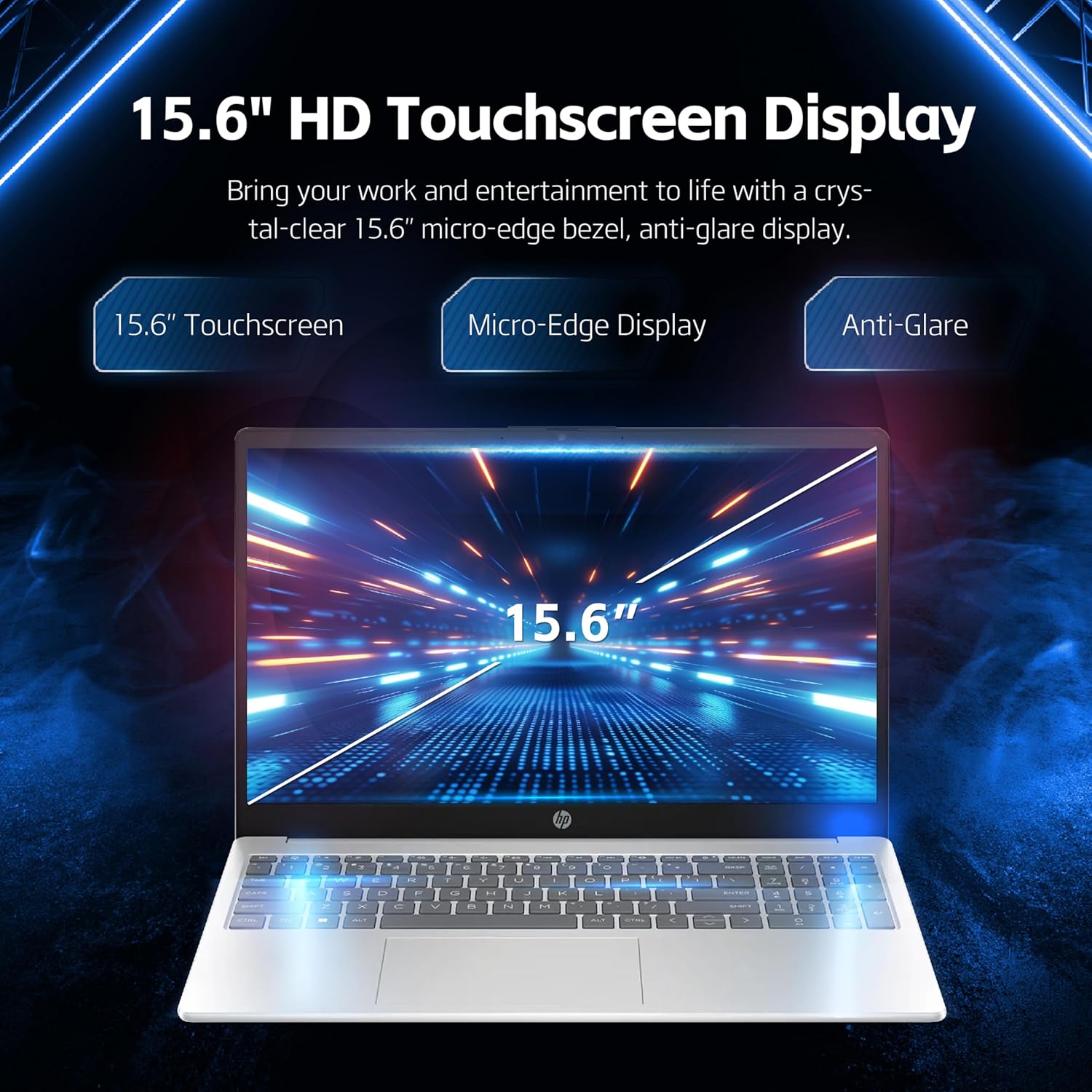 HP 15.6" Touchscreen Laptop  Intel Core i5 Processor  16GB RAM  512GB SSD  Numeric Keypad  Bluetooth  Wi-Fi  Long Battery Life  Windows 11 Home  Alpacatec Accessories  Silver