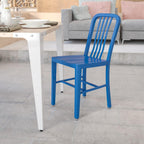 Flash Furniture Commercial Grade Blue Metal Indoor-Outdoor Chair