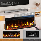 BREEZEHEAT TV Stand with Fireplace-Fireplace TV Stand for 75+ inch TV, LED Entertainment Center for Living Room w/ 36" Fireplace Inserts, TV Console with Cabinet, White