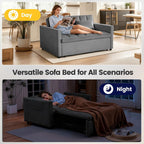 Convertible Sofa Bed, Pull Out Couch with Side Pockets, 3 in 1 Velvet Fabric Loveseat Sleeper Sofa Bed, Pull Out Couch with Adjustable Backrest for Living Room, Bedroom, Apartment, Deep Gray