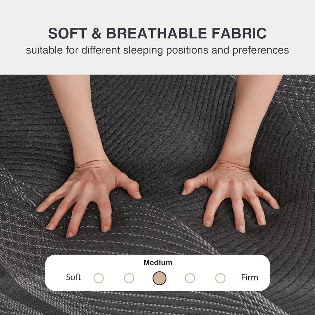 King Size Mattress, 12 Inch Gel Memory Foam, Cooling & Back Pain Relief, CertiPUR-US Certified, Fiberglass Free, Foam Made in USA, Medium