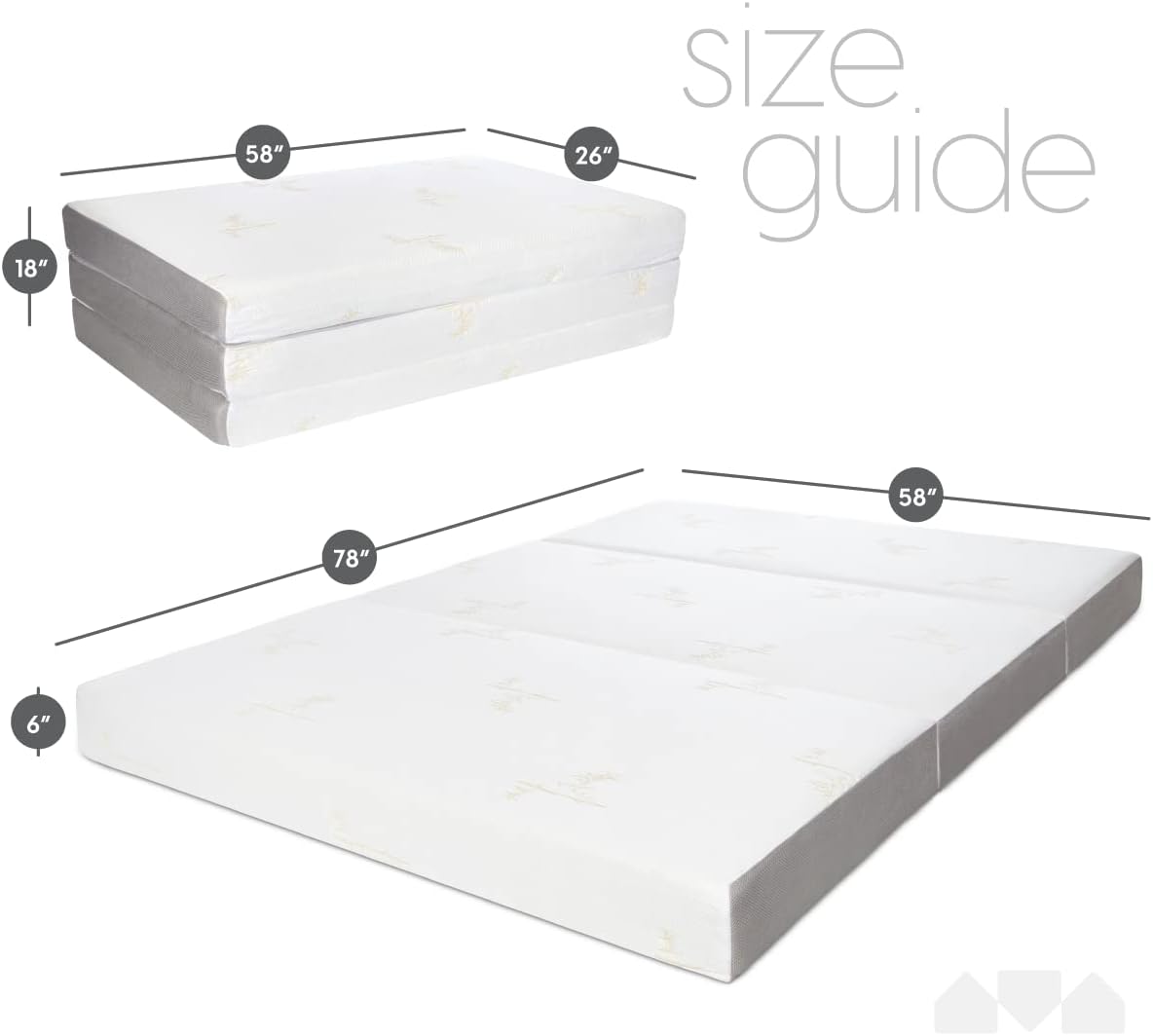 Milliard Trifold Mattress, Queen Size, 6 inch, Portable Foldable Mattress Queen with Memory Foam & Washable Cover, Tri-Folding Floor Bed, Camping, Fold Up Guest Bed, RV Travel, Sleepovers, 78" x 58"