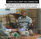 Sony LinkBuds Bundle: Truly Wireless Noise Canceling Earbuds in Pink with Portable Bluetooth Speaker in Light Gray