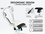 TRALT Office Chair - Ergonomic Office Chair with Back Support, Computer Chair - Home Office Desk Chairs, 330lbs Wide Seat Big and Tall Office Chairs with Headrest, Comfy Desk Chairs (White Black)