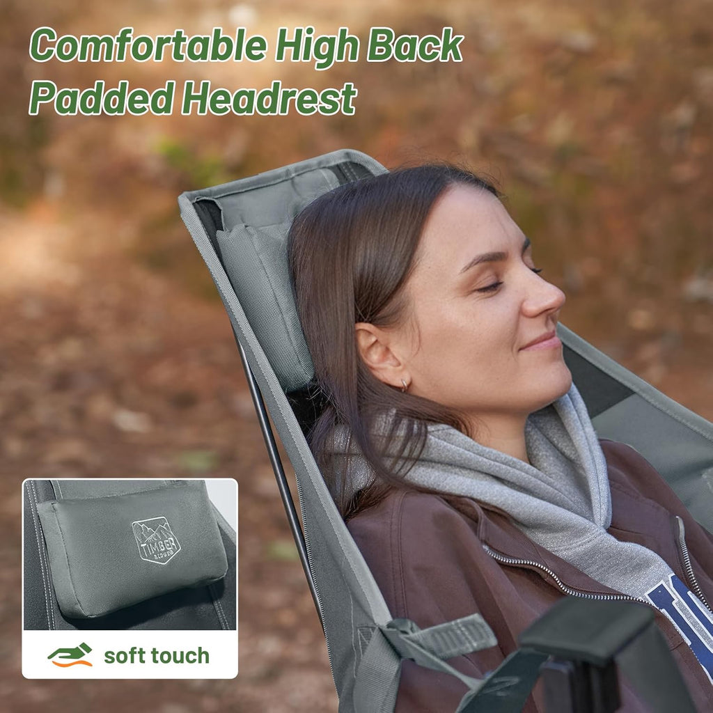 Timber Ridge Hammock Camping Chair with Adjustable Backrest, Heavy Duty Folding Hammock Chair Supports 300lbs, Portable Hammock Chair for Camping, Travelling and Patio, Grey